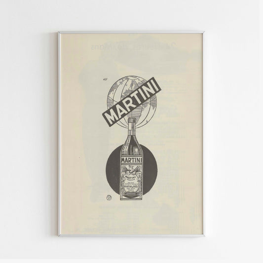 Martini Poster Advertising Poster, 60s Style Print, Vintage Le Mans 24 Hour Magazine Design Ad Wall Art, Newspaper Advertisement