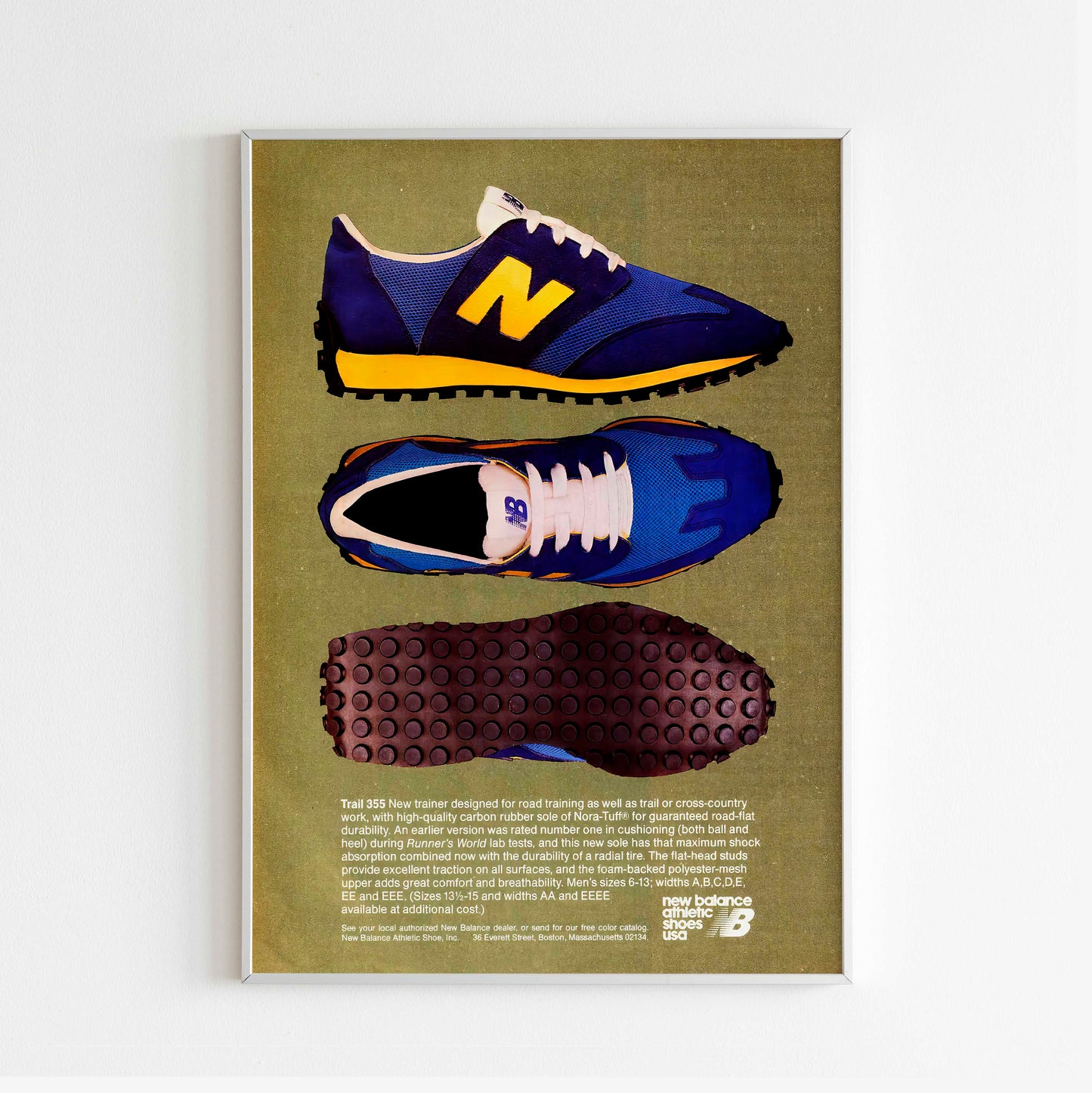 New Balance Trail 355 Poster Advertising, 80s Style Shoes Print, Vintage Running Ad Wall Art, Magazine Retro Advertisement