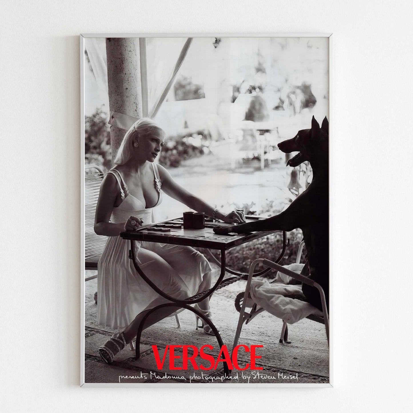 Versace Madonna Doberman Dog Poster, 90's Style Print, Vintage Design Magazine, Ad Wall Art, Retro Advertisement, Luxury Fashion Poster Active