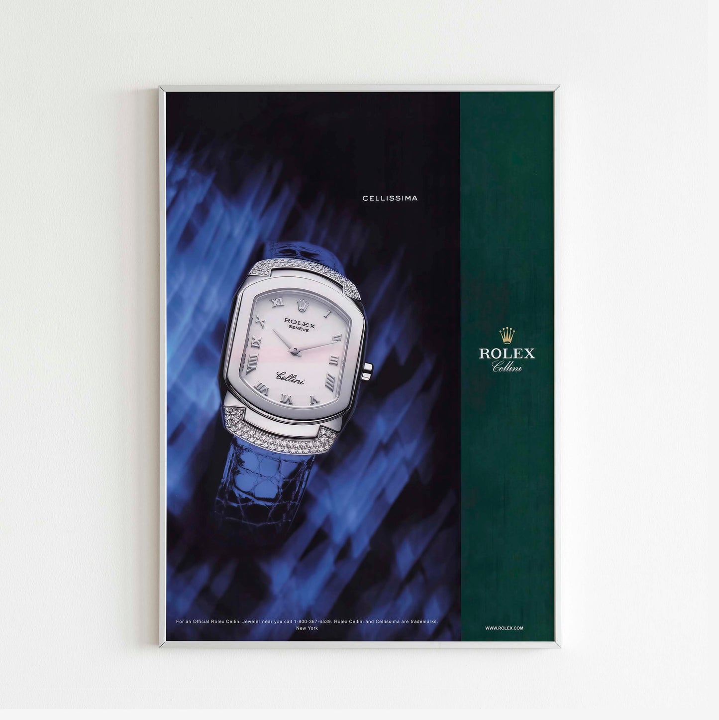 Rolex Cellissima Watch Advertising Poster, 90's Style Print, Vintage Design Magazine, Ad Wall Art, Ad Retro Advertisement