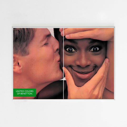 United Colors of Benetton Advertising Poster, 90s Style Toscani Photo Print, Vintage Ad Wall Art, Magazine Retro Advertisement, Black And White