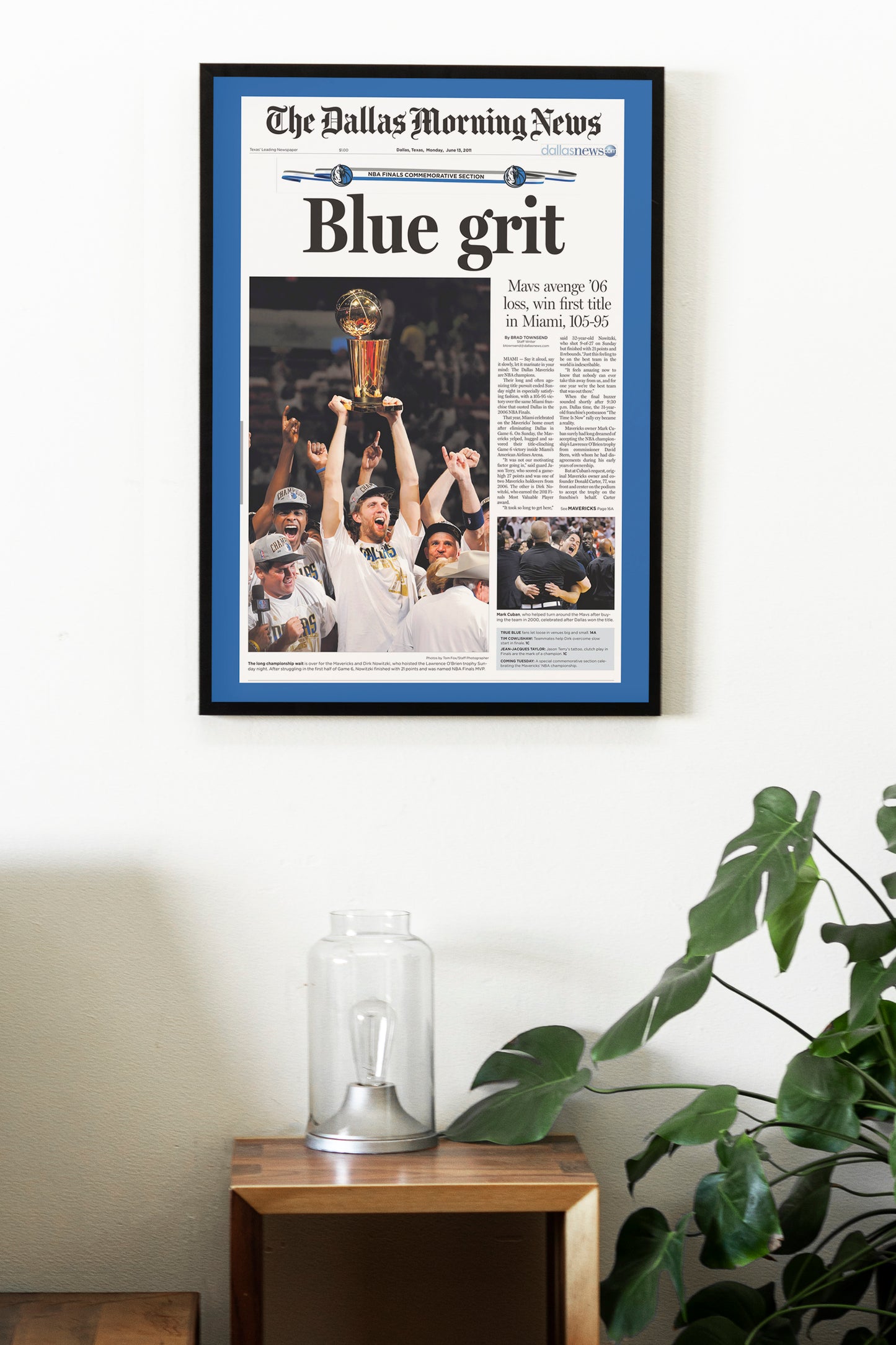 Dallas Mavericks 2011 NBA Champions Front Cover The Dallas Morning News Newspaper Poster