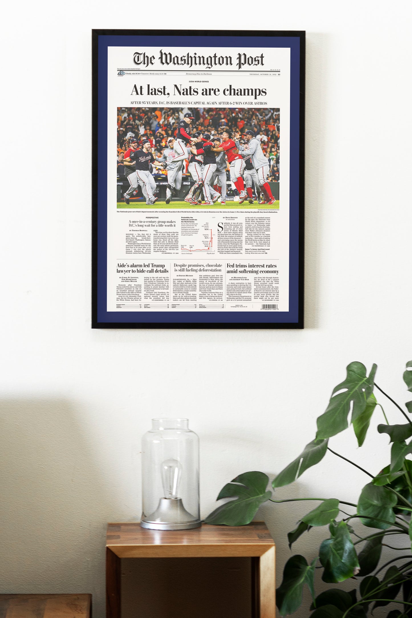 Washington Nationals 2019 World Series MLB Champions Front Cover The Washington Post Newspaper Poster