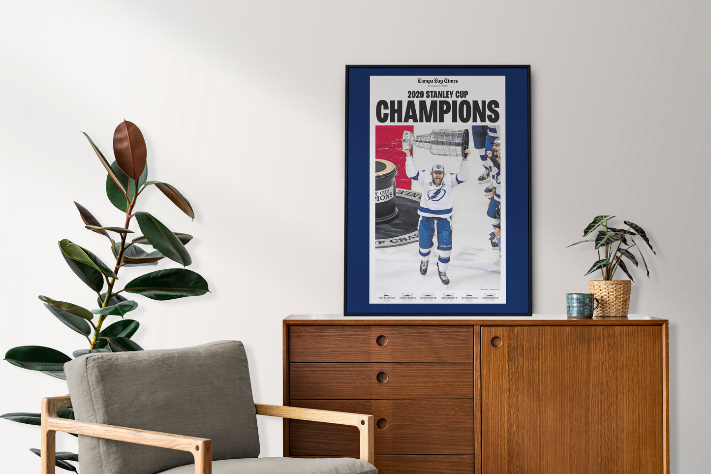 Tampa Bay Lightning 2020 NHL Stanley Cup Champions Front Cover Tampa Bay Times Poster
