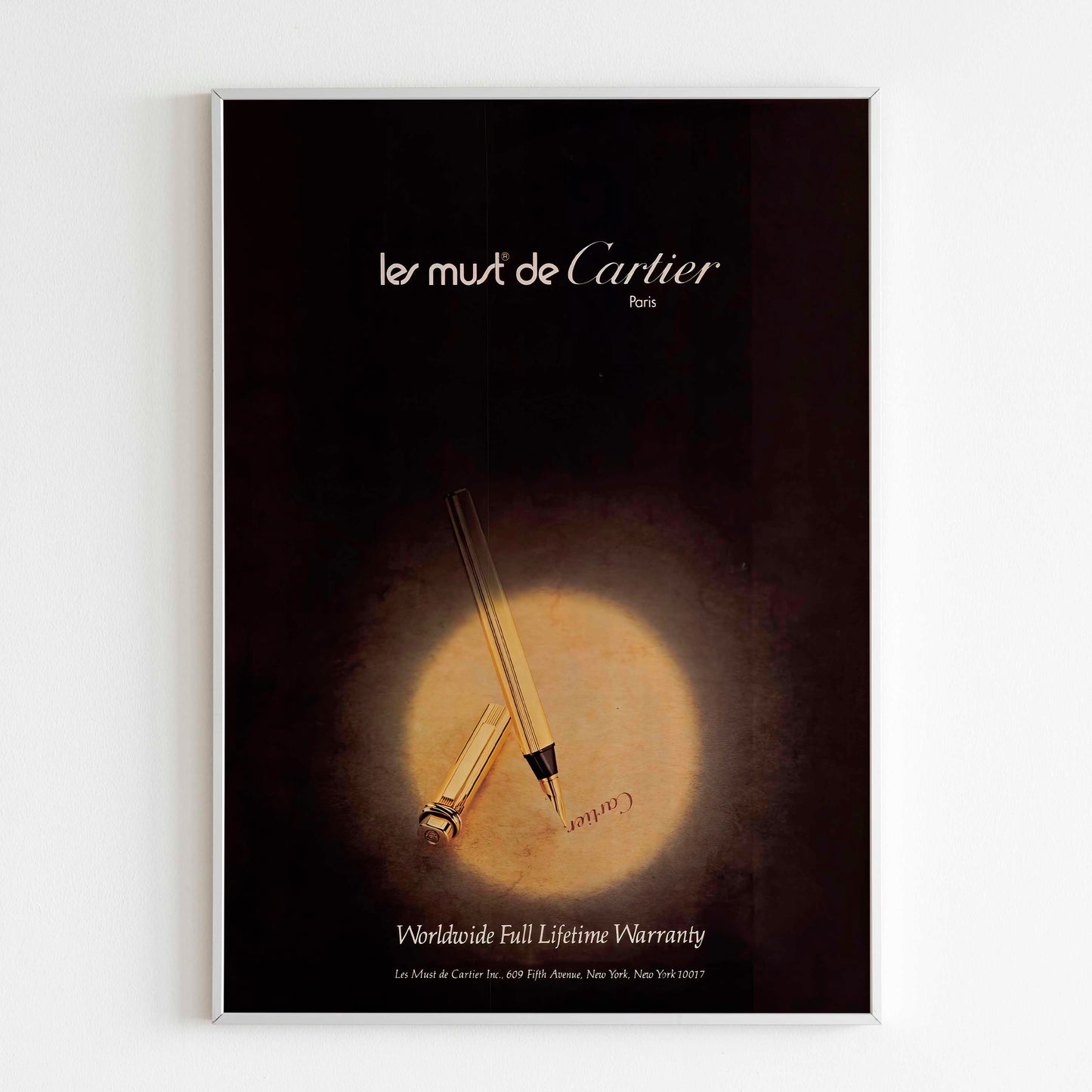 Advertising Poster Cartier Gold Pen 1980s print, 80's Diamonds Style Print, Ad Wall Art, Vintage Design Magazine, Ad Retro Advertisement, Luxury Fashion Poster