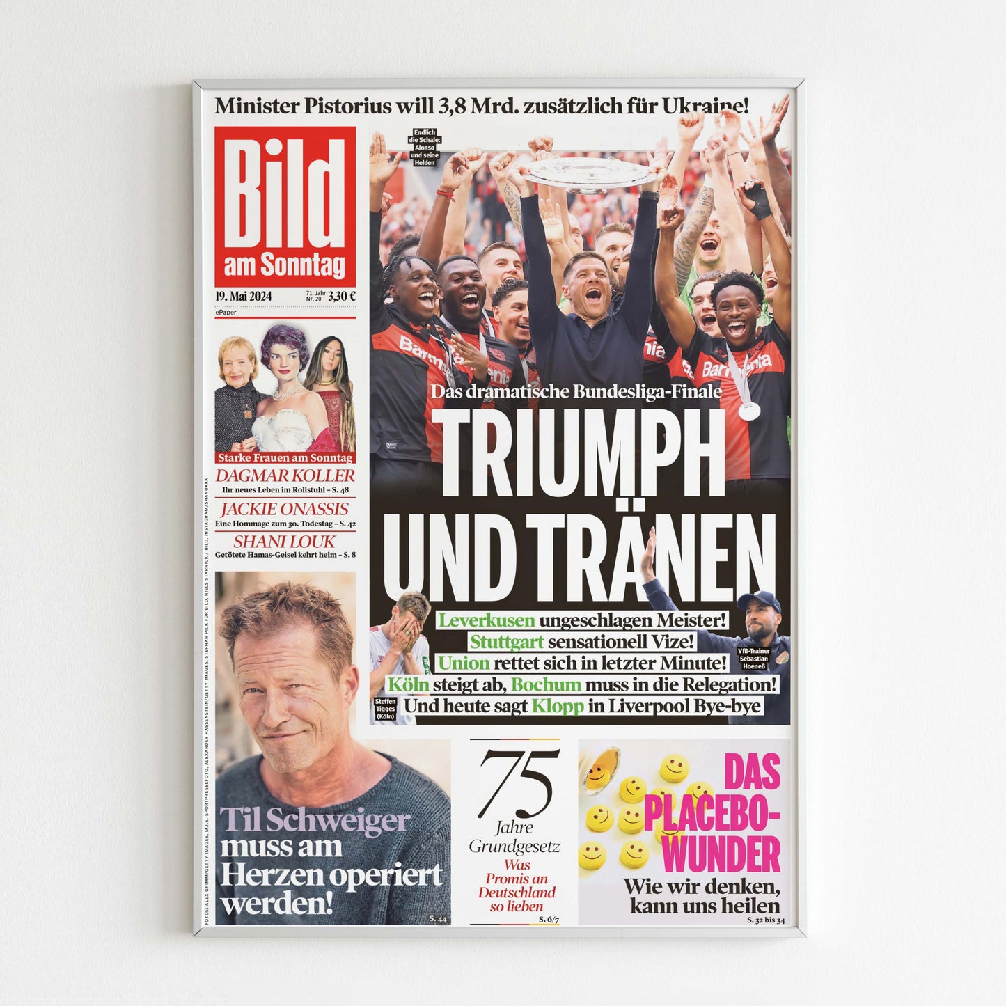 Bayer 04 Leverkusen 2023 / 2024 Bundesliga Champions Front Cover Bild Poster