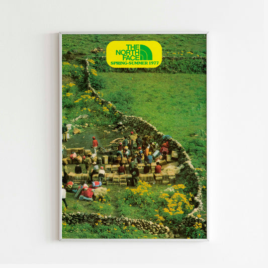 The North Face 1977 Spring/Summer Magazine Front Cover Poster, Vintage Outdoor Print, Retro Wall Art, Journal Advertisement, 70s Style Ad, Explore Seasonal Adventure Nostalgia, Urban Exploration Print