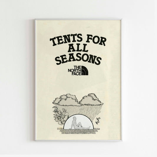 The North Face 70s Poster, Vintage Outdoor Print, Retro Wall Art, Journal Advertisement, 70s Style Ad, Explore Wilderness and Mountains, Backpacking Adventure Print.