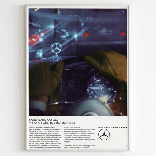 Mercedes-Benz Advertising Poster, 70s Style Print, Racing Ad Wall Art, Vintage Design Poster, Magazine Retro Advertisement