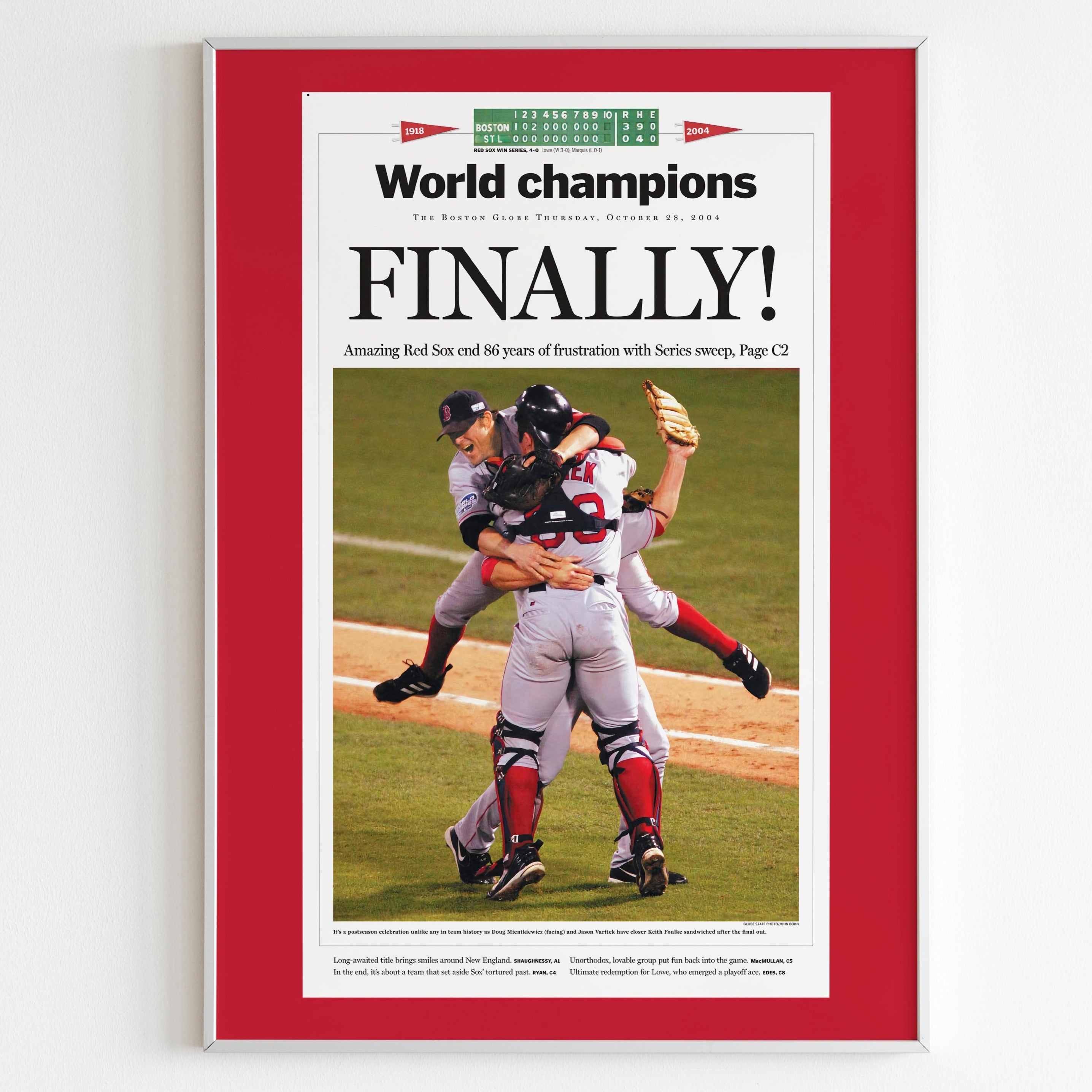 The Boston Globe YES!! Victory Edition Puzzle commemorating selling the 2004 Red Sox Wor