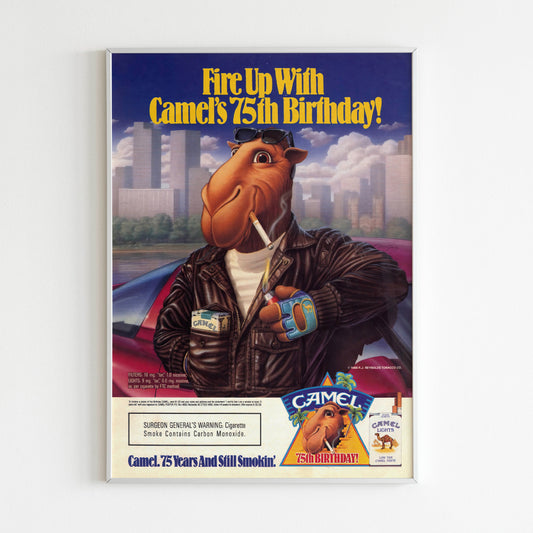 Camel Joe Fire Up Advertising Poster, Cigarettes 1988 Ad Wall Art, Vintage Design Advertisement, 80s Style Print, Retro Magazine Poster