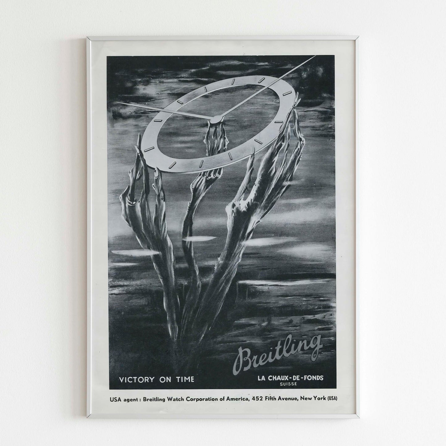 Breitling "Victory On Time" Watch Advertising Poster, Vintage Design Magazine, 60's Swiss Style Print, Retro Luxury Advertisement Wall Art