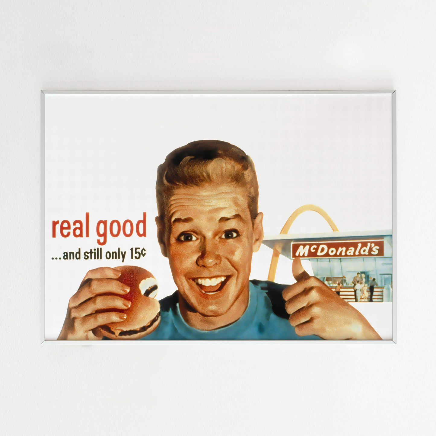 McDonald's Advertising Poster, 70s "Real Good" Style Print, Vintage Fast Food Design Ad Wall Art, 60s Magazine Advertisement
