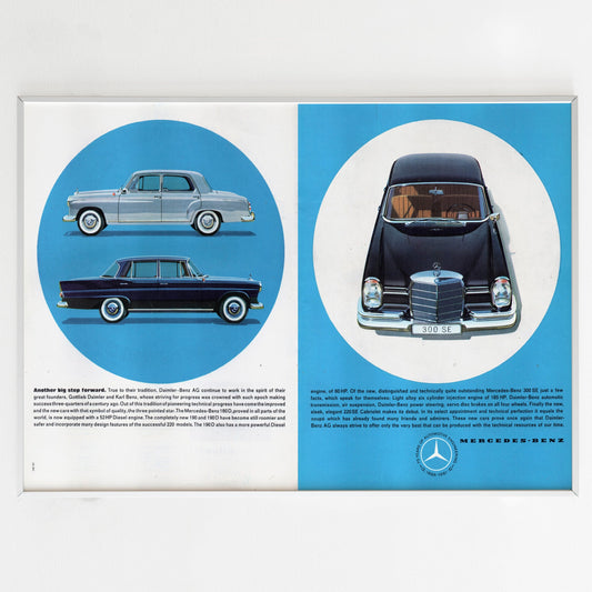 Mercedes-Benz 300 SE 1961 Advertising Poster, 60s Style Print, Racing Ad Wall Art, Vintage Design Poster, Magazine Retro Advertisement