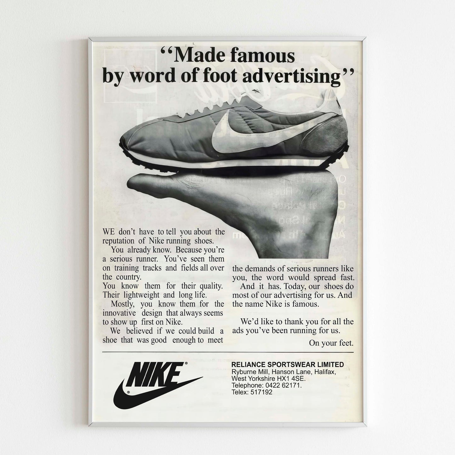 Nike Waffle Trainer 1980 Advertising Poster, 80s Style Shoes Print, Vintage Ad Wall Art, Magazine Retro Advertisement, Sneakers Poster