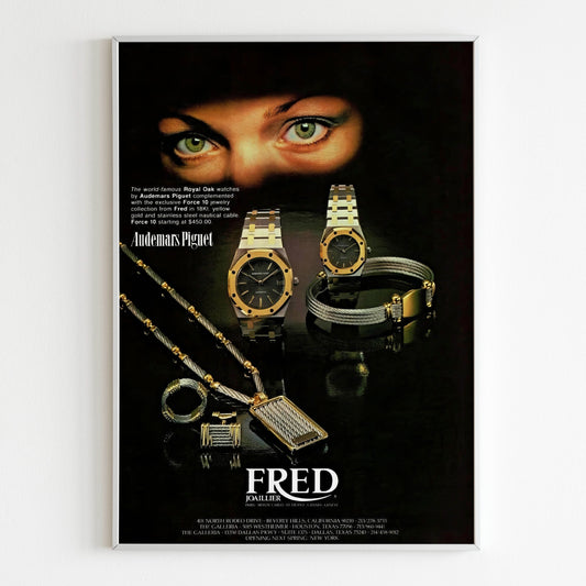 Audemars Piguet Royal Oak Watch Advertising Poster, 80's Style Print, Vintage Design Magazine, Ad Wall Art, Ad Retro Advertisement