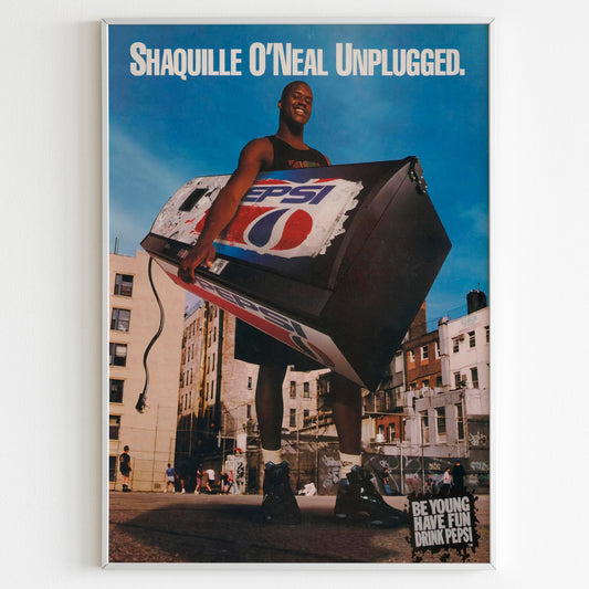 Pepsi Shaquille O'Neal Unplugged Advertising Poster, Pepsi Generation 90s Style USA Print, Vintage Ad Wall Art, Magazine Retro Advertisement