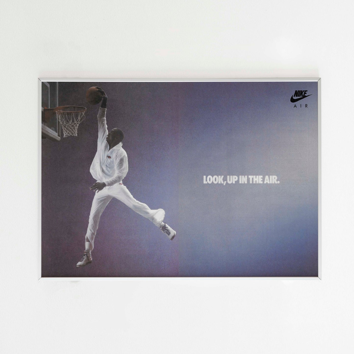 Nike Air Jordan "Look, Up In The Air" Advertising Poster, Michael Jordan 90s Style Print, Vintage Ad Wall Art, Magazine Retro Advertisement