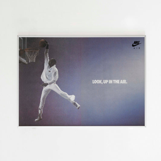 Nike Air Jordan "Look, Up In The Air" Advertising Poster, Michael Jordan 90s Style Print, Vintage Ad Wall Art, Magazine Retro Advertisement