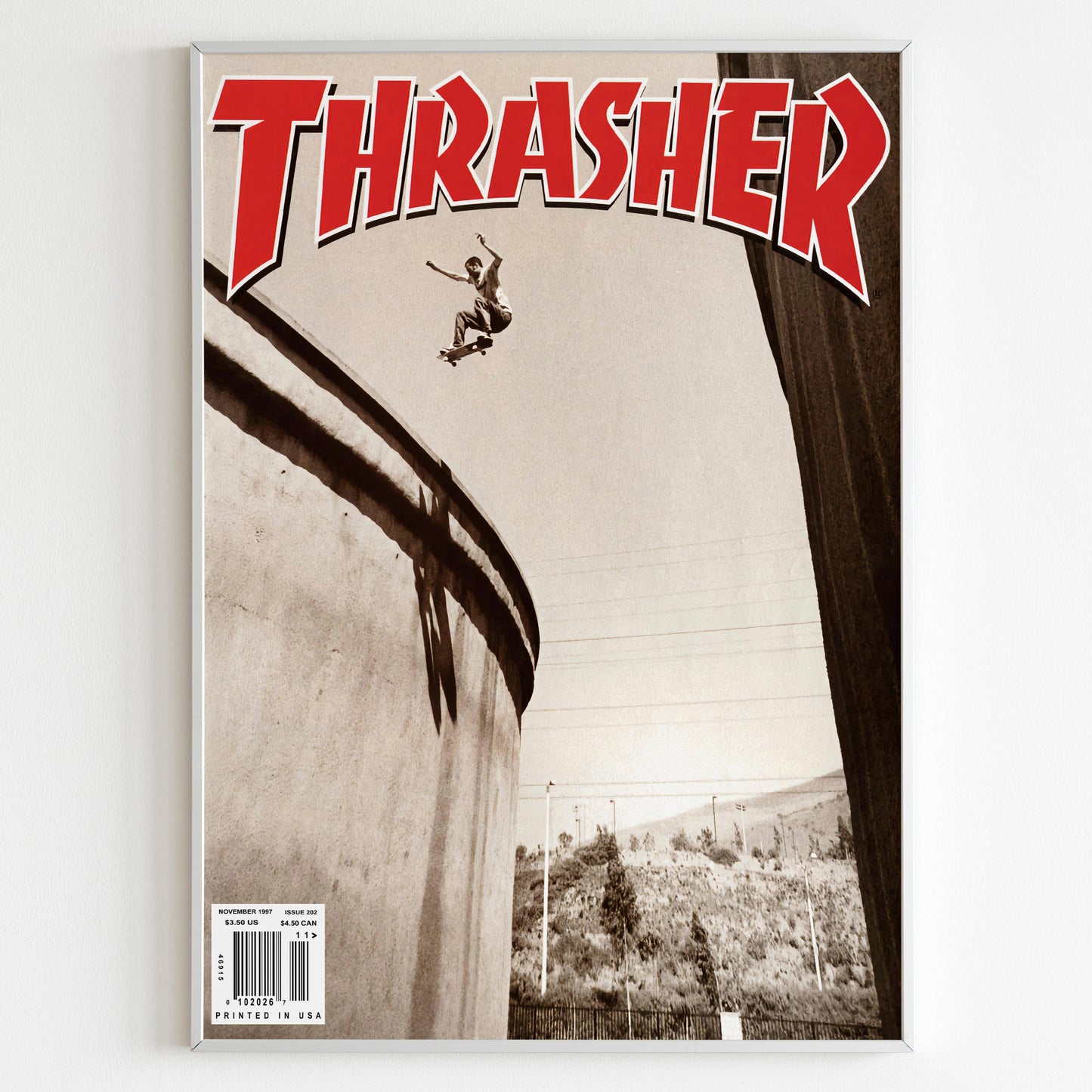 Thrasher Skateboarding Front Cover Thrasher 1997 November Advertising Poster, Skateboarding Style 80s Print, Vintage Front Cover Ad Wall Art, 90s Skate Poster, Magazine Retro Advertisement