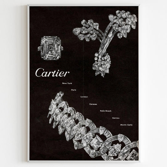 Cartier Advertising Poster, 70's Diamonds Style Print, Ad Wall Art, Vintage Design Magazine, Ad Retro Advertisement, Luxury Fashion Poster
