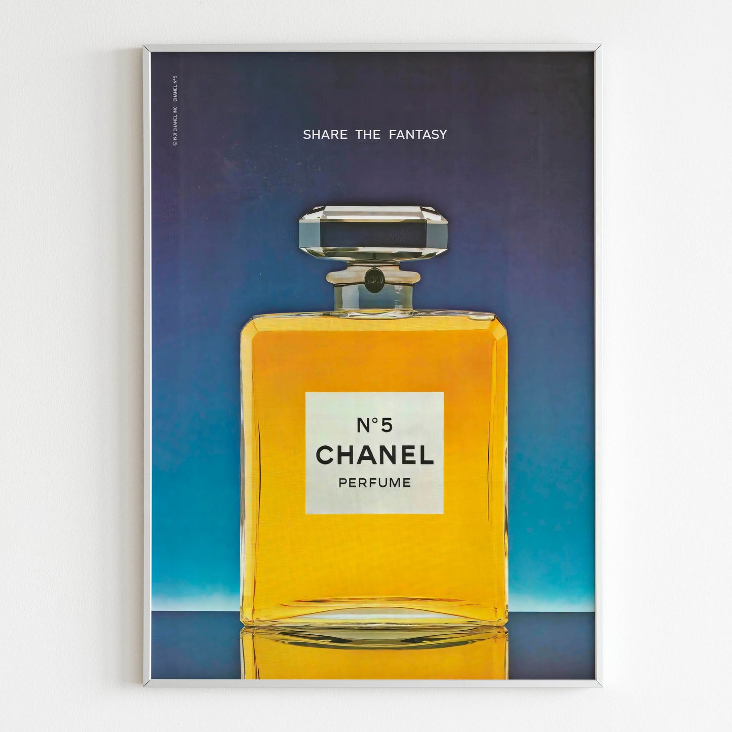 Chanel No 5 Perfume "Share the Fantasy" 1981 Advertising Poster, 80's Style Print, Vintage Design Magazine, Luxury Fashion Ads Poster