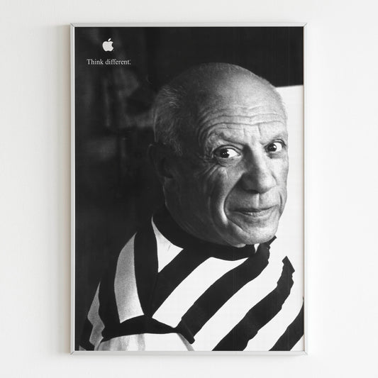Apple Pablo Picasso "Think Different" Advertising Poster, 90s Retro Style Print, Vintage Wall Art, Magazine Retro Advertisement