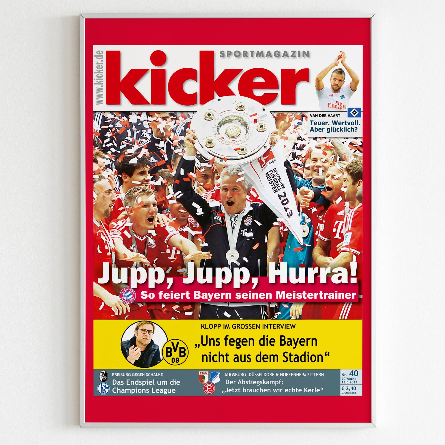 Bayern Munich 2013 Bundesliga Champions Front Cover Kicker Poster, Football Club Print, Magazine Front Page Minimalistic Munchen Wall Poster