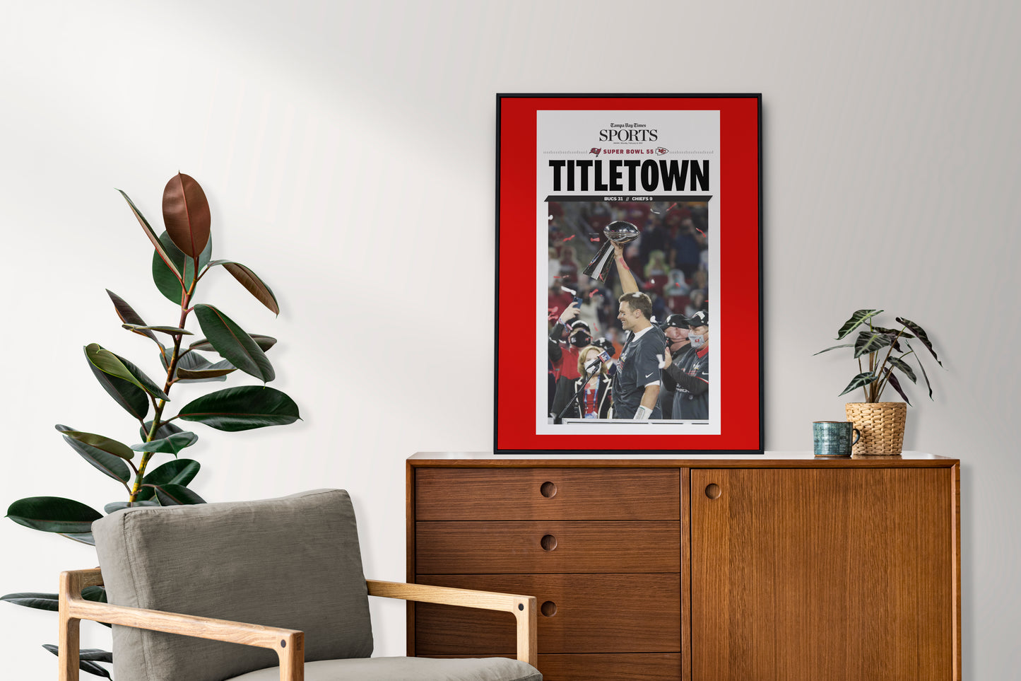 Tampa Bay Buccaneers 2021 Super Bowl NFL Champions Front Cover Tampa Bay Times Newspaper Poster