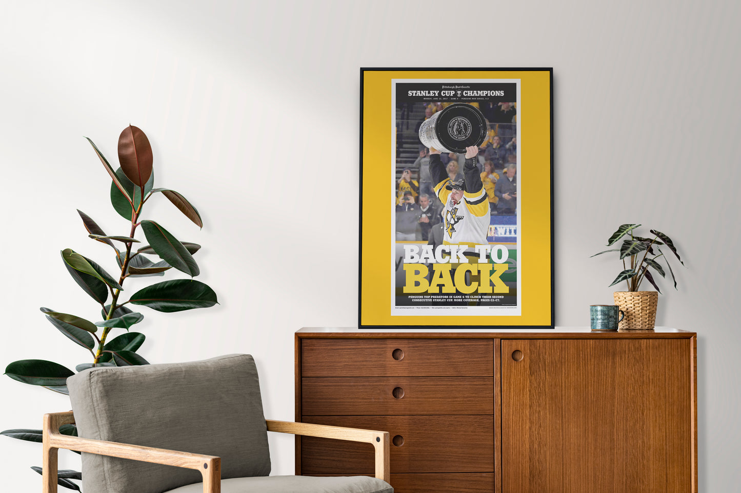 Pittsburgh Penguins 2017 NHL Stanley Cup Champions Front Cover Pittsburgh Post-Gazette Poster