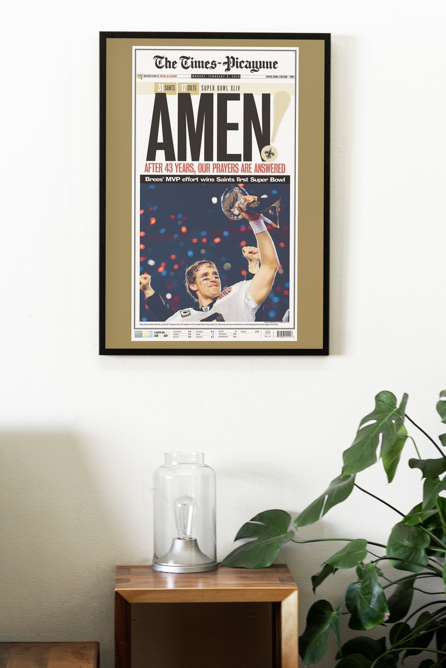New Orleans Saints 2010 Super Bowl NFL Champions Front Cover The Times Picayune Newspaper Poster