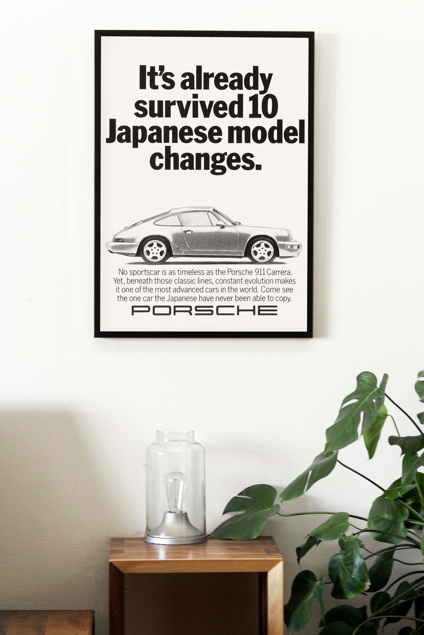 Porsche "It's Already Survived 10 Japanese Model Changes" Poster