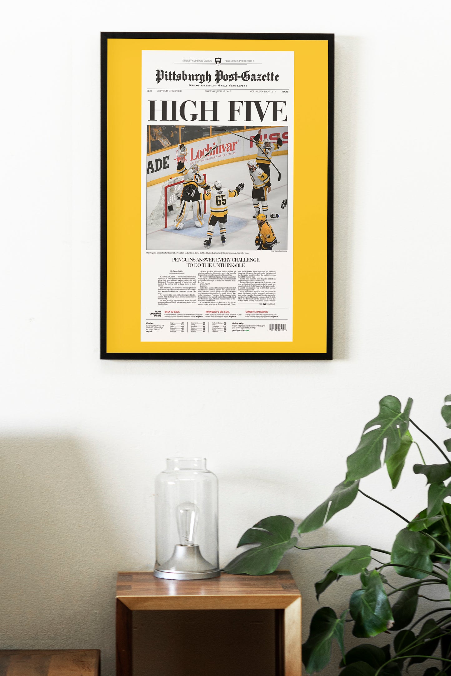 Pittsburgh Penguins 2017 NHL Stanley Cup Champions Front Cover Pittsburgh Post-Gazette Poster