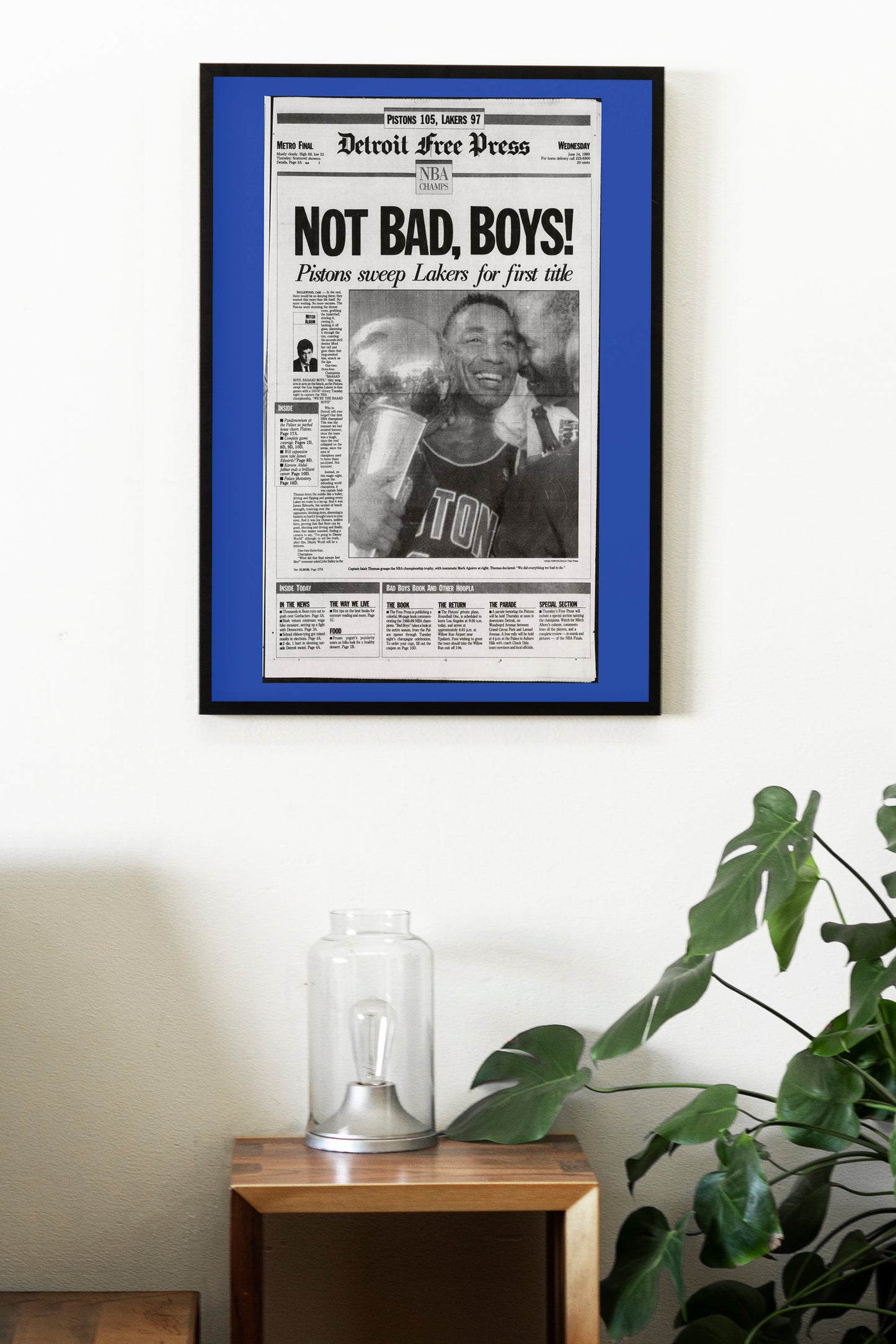 Detroit Pistons 1989 NBA Champions Front Cover Detroit Free Press Newspaper Poster
