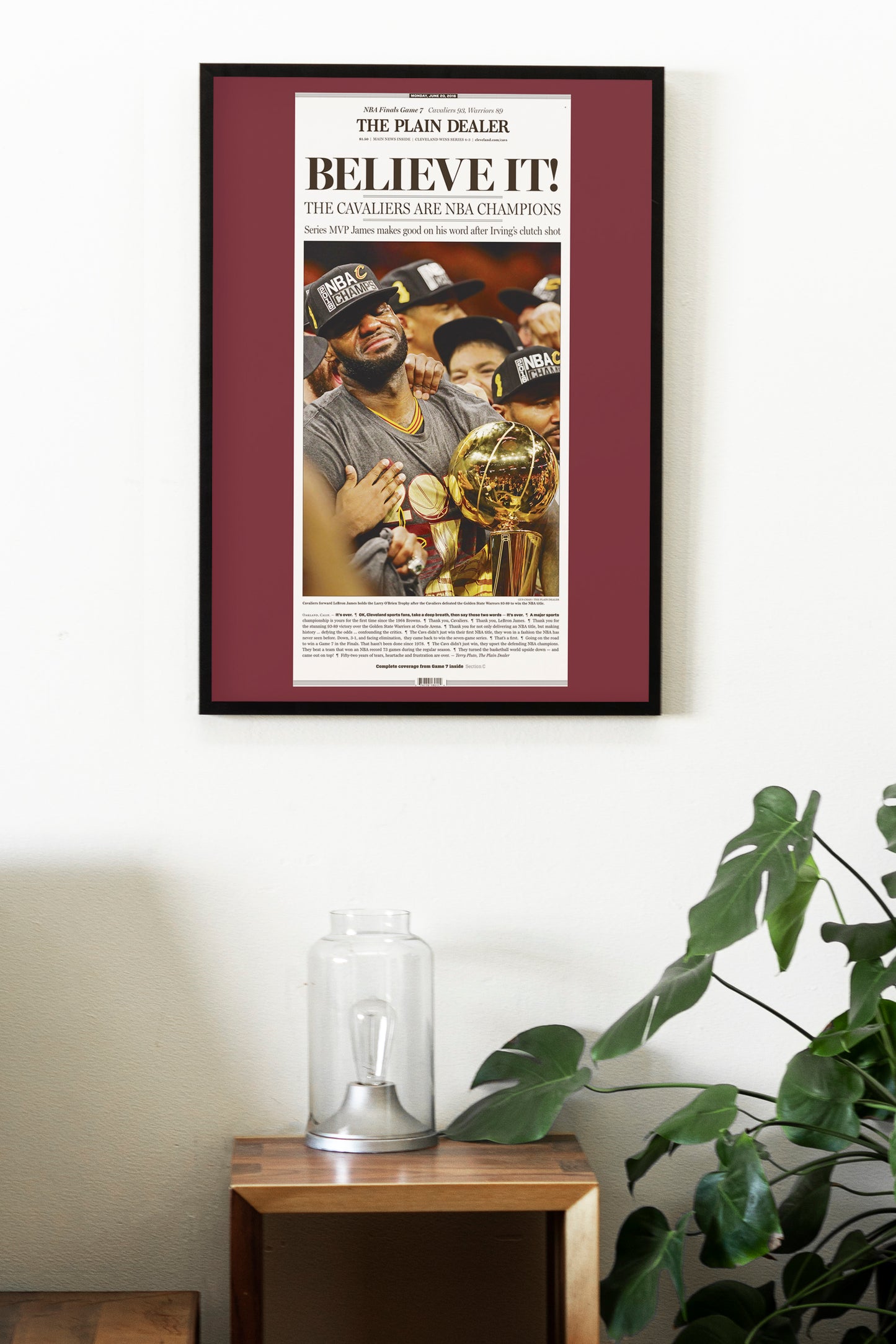 Cleveland Cavaliers 2016 NBA Champions Front Cover The Plain Dealer Newspaper Poster