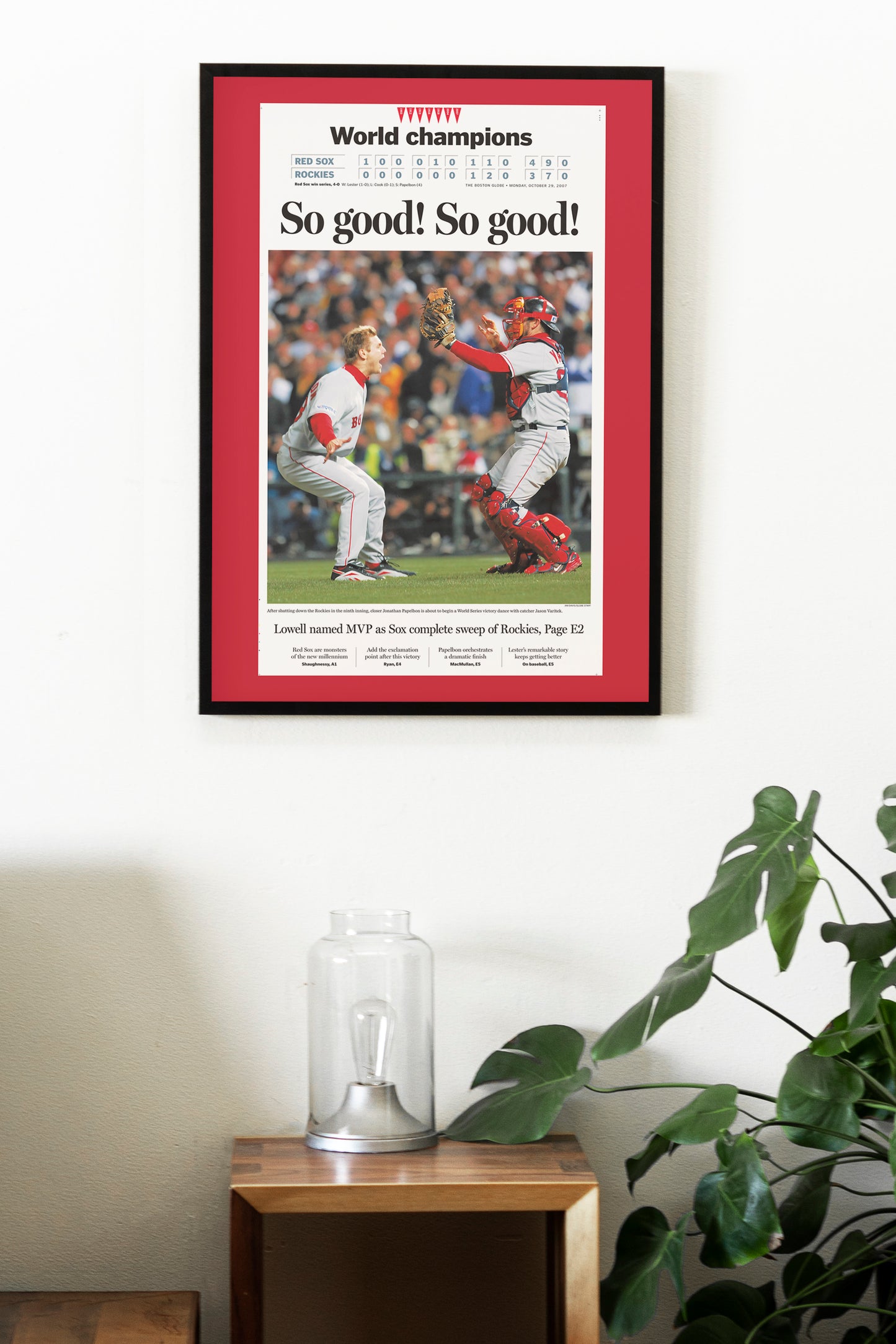 Boston Red Sox 2007 World Series MLB Champions Front Cover The Boston Globe Newspaper Poster