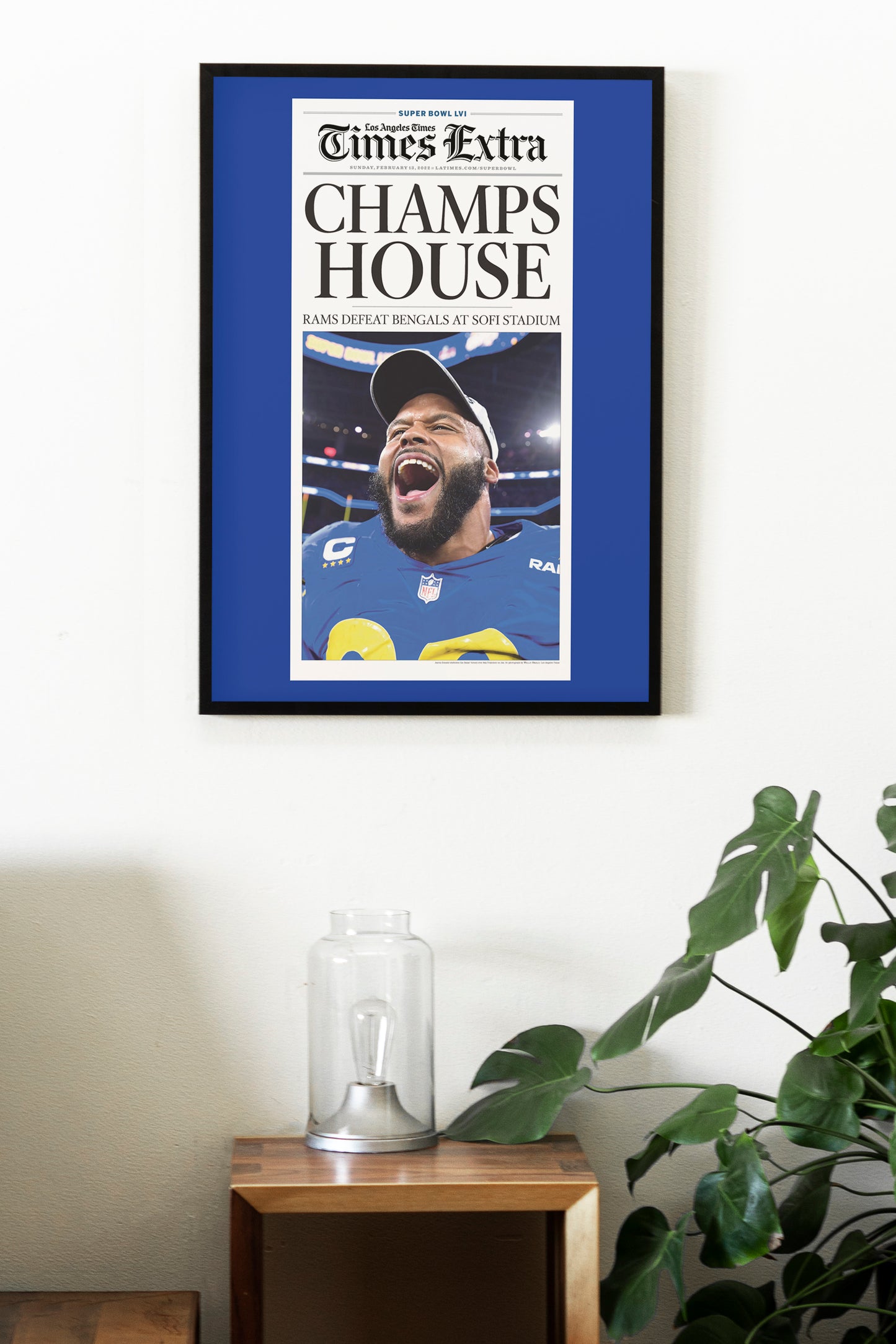 Los Angeles Rams 2022 Super Bowl NFL Champions Front Cover Los Angeles Times Newspaper Poster