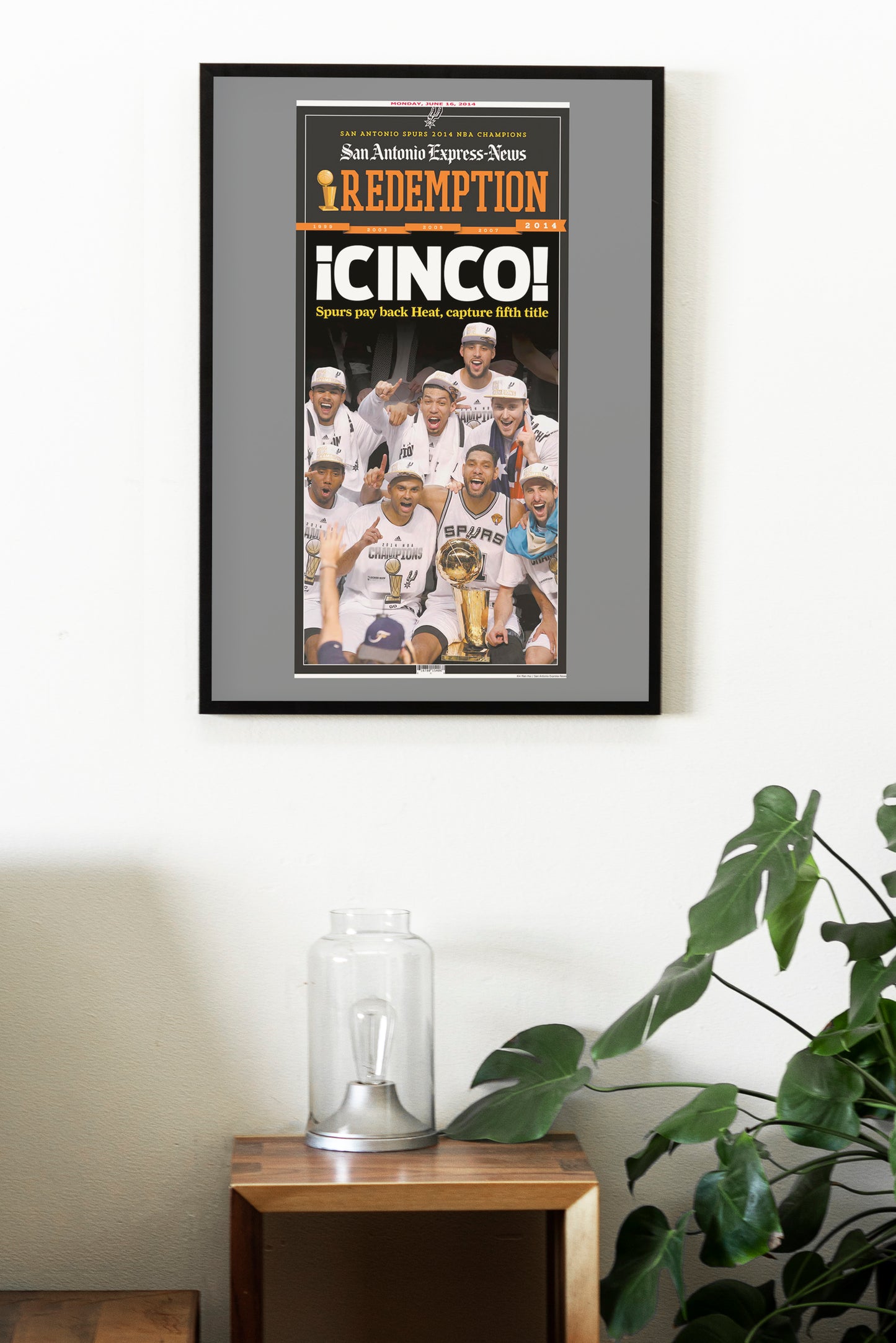 San Antonio Spurs 2014 NBA Champions Front Cover San Antonio Express-News Newspaper Poster