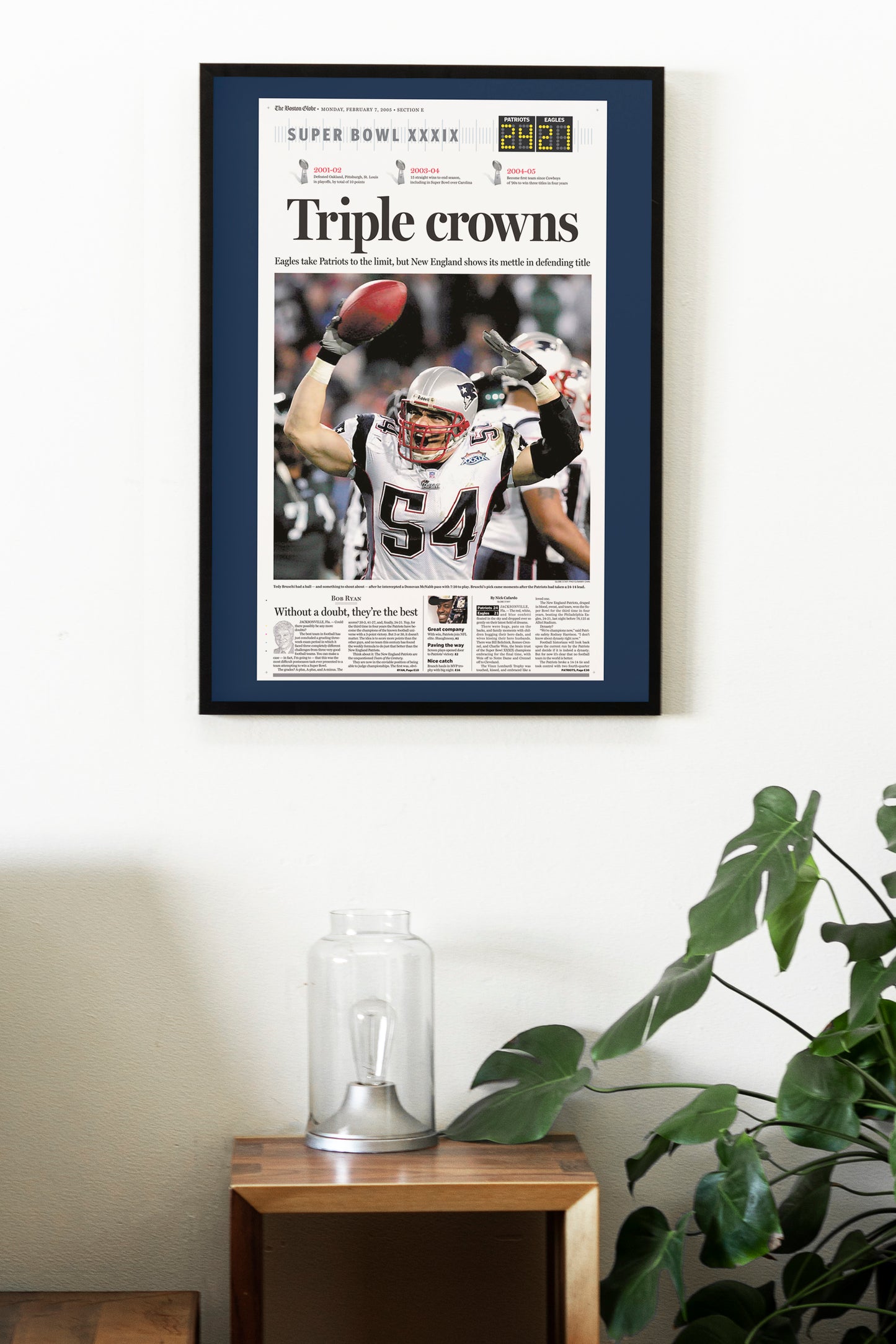 New England Patriots 2005 Super Bowl NFL Champions Front Cover The Boston Globe Newspaper Poster