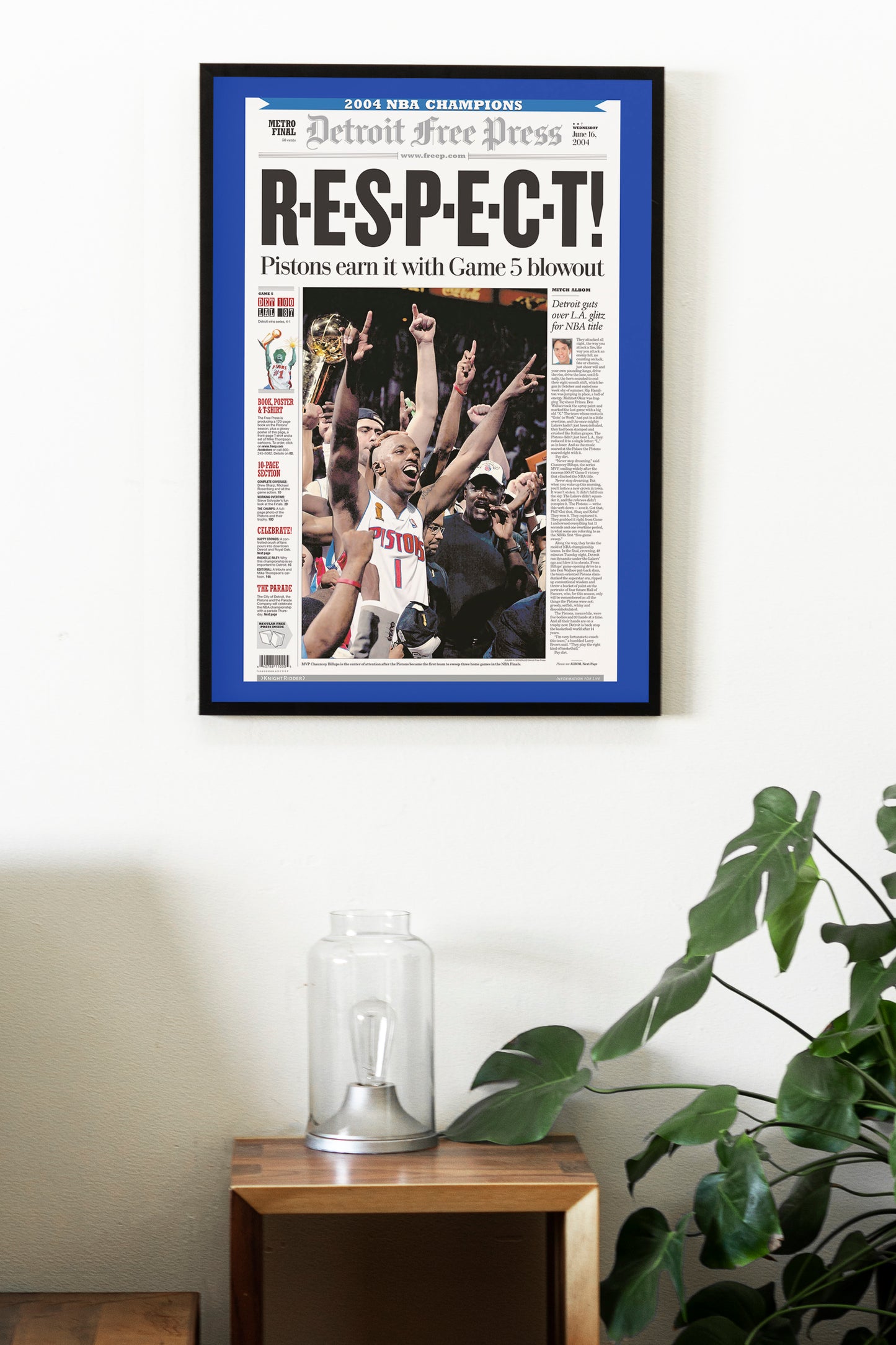 Detroit Pistons 2004 NBA Champions Front Cover Detroit Free Press Newspaper Poster