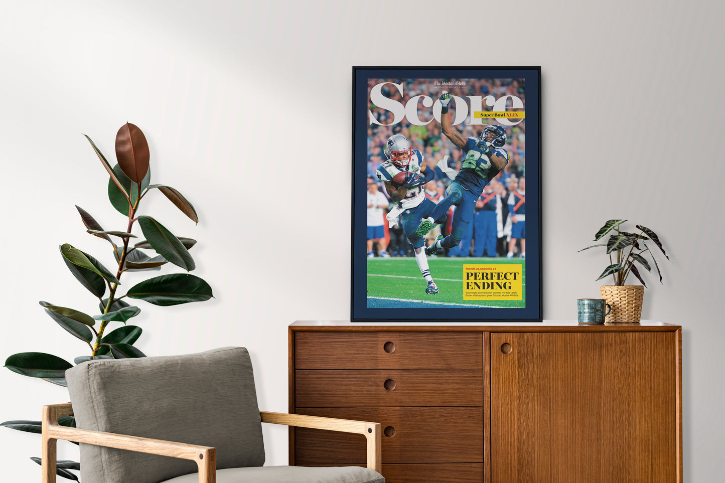New England Patriots 2015 Super Bowl NFL Champions Front Cover The Boston Globe Newspaper Poster