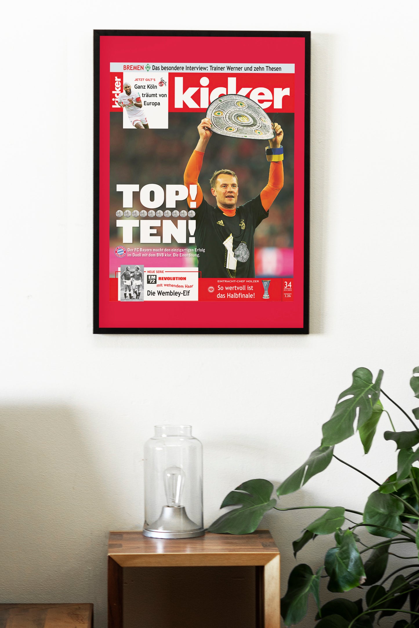 Bayern Munich 2022 Bundesliga Champions Front Cover Kicker Poster, Football Club Print