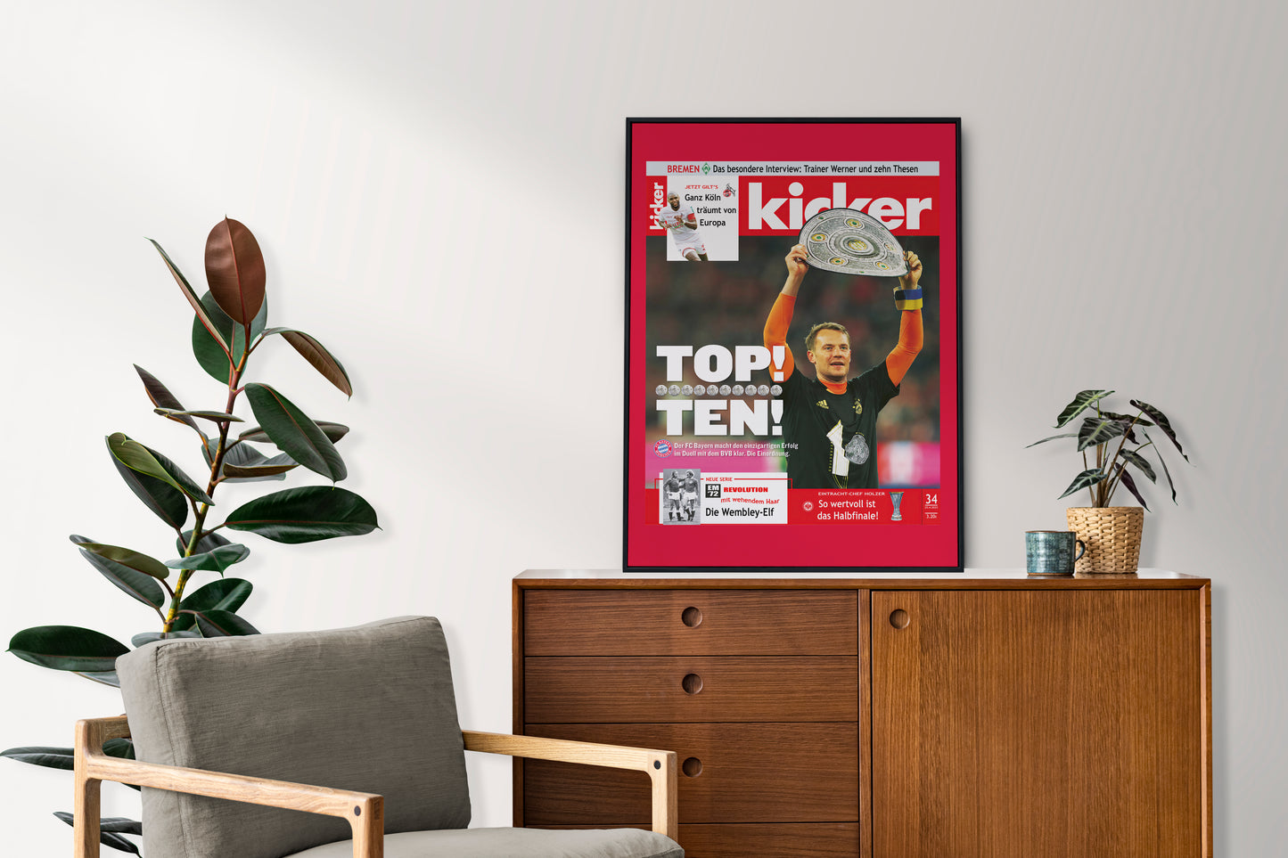 Bayern Munich 2022 Bundesliga Champions Front Cover Kicker Poster, Football Club Print