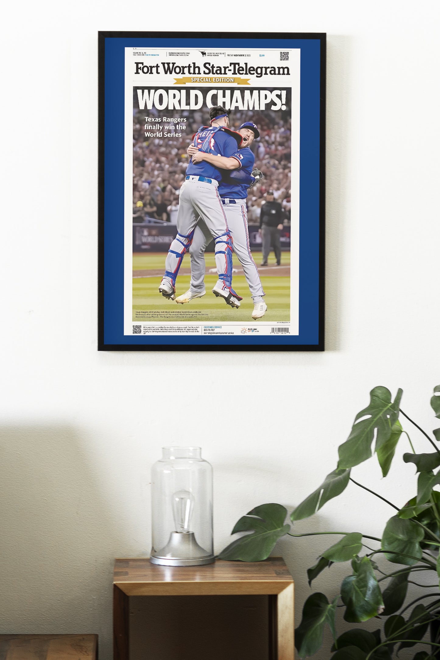 Texas Rangers 2023 World Series MLB Champions Front Cover Fort Worth Star-Telegram Newspaper Poster