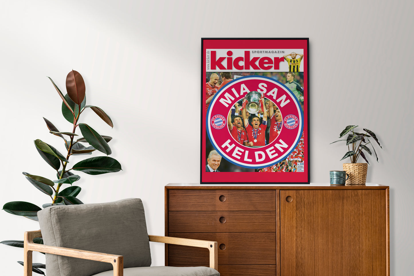 Bayern Munich 2013 Champions League Front Cover Kicker Poster, Football Club Print
