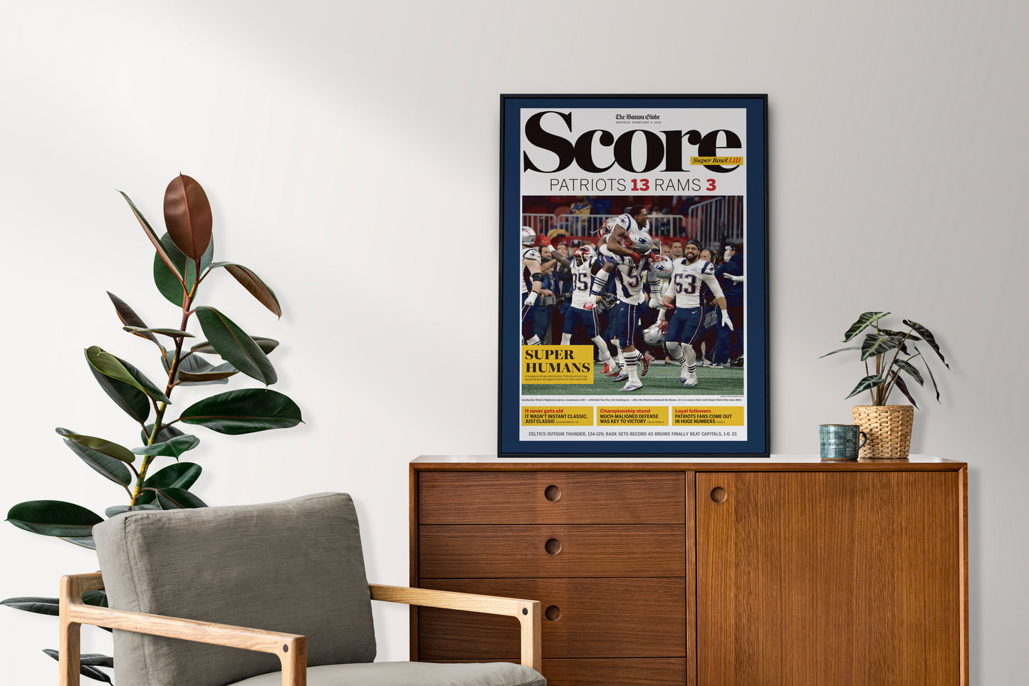 New England Patriots 2019 Super Bowl NFL Champions Front Cover The Boston Globe Newspaper Poster