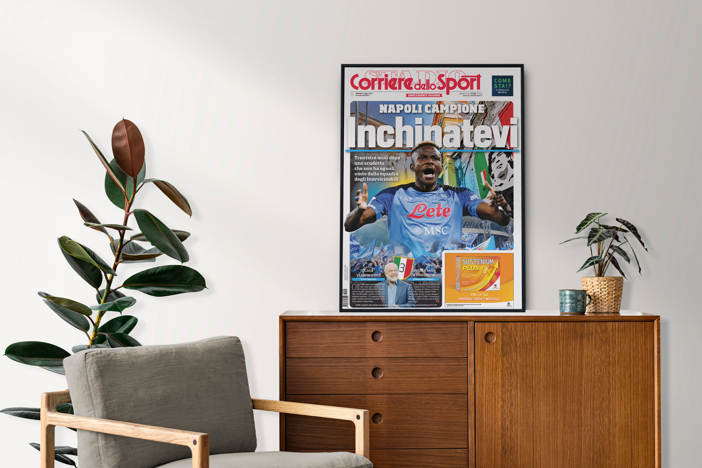 Napoli 2022 / 2023 Seria A Champions Newspaper Front Cover Poster