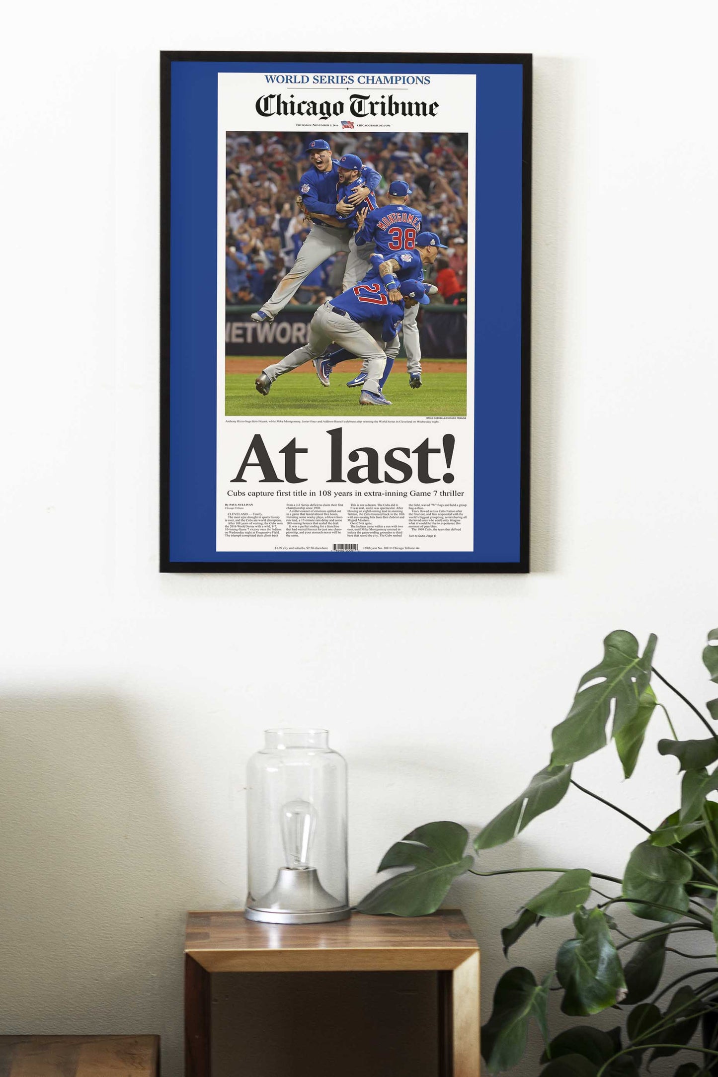 Chicago Cubs 2016 World Series MLB Champions Front Cover Chicago Tribune Newspaper Poster