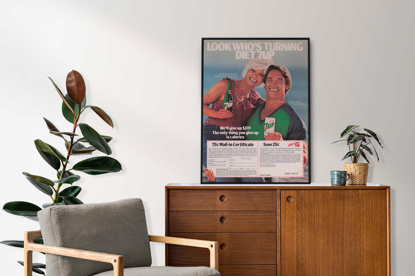 7UP Loni Anderson and Arnold Schwarzenegger Poster