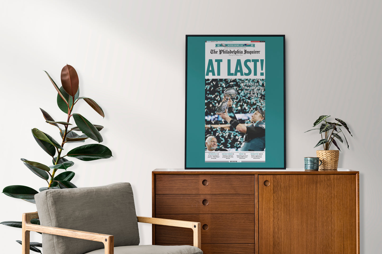 Philadelphia Eagles 2018 Super Bowl NFL Champions Front Cover The Philadelphia Inquirer Newspaper Poster